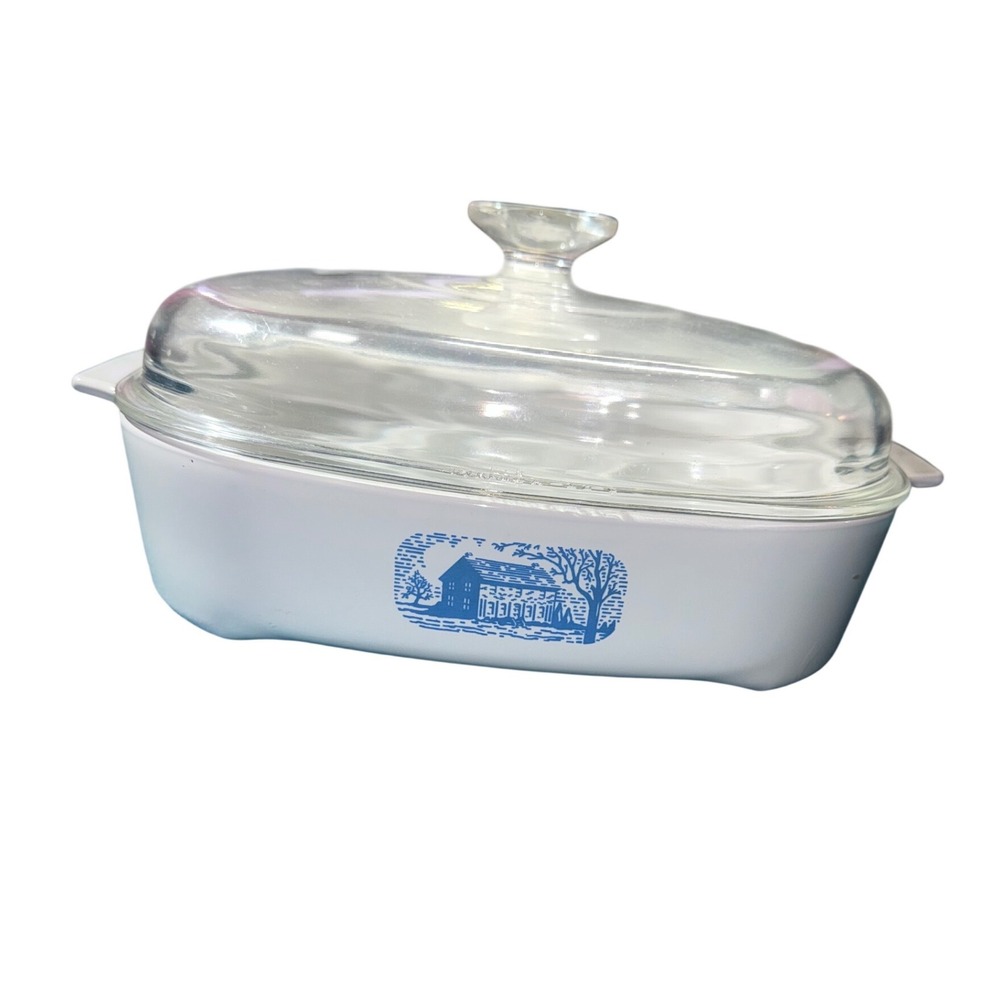 Corning Browning Skillet MW-A-10 Amana Radarange Blue Homestead Pattern Lid